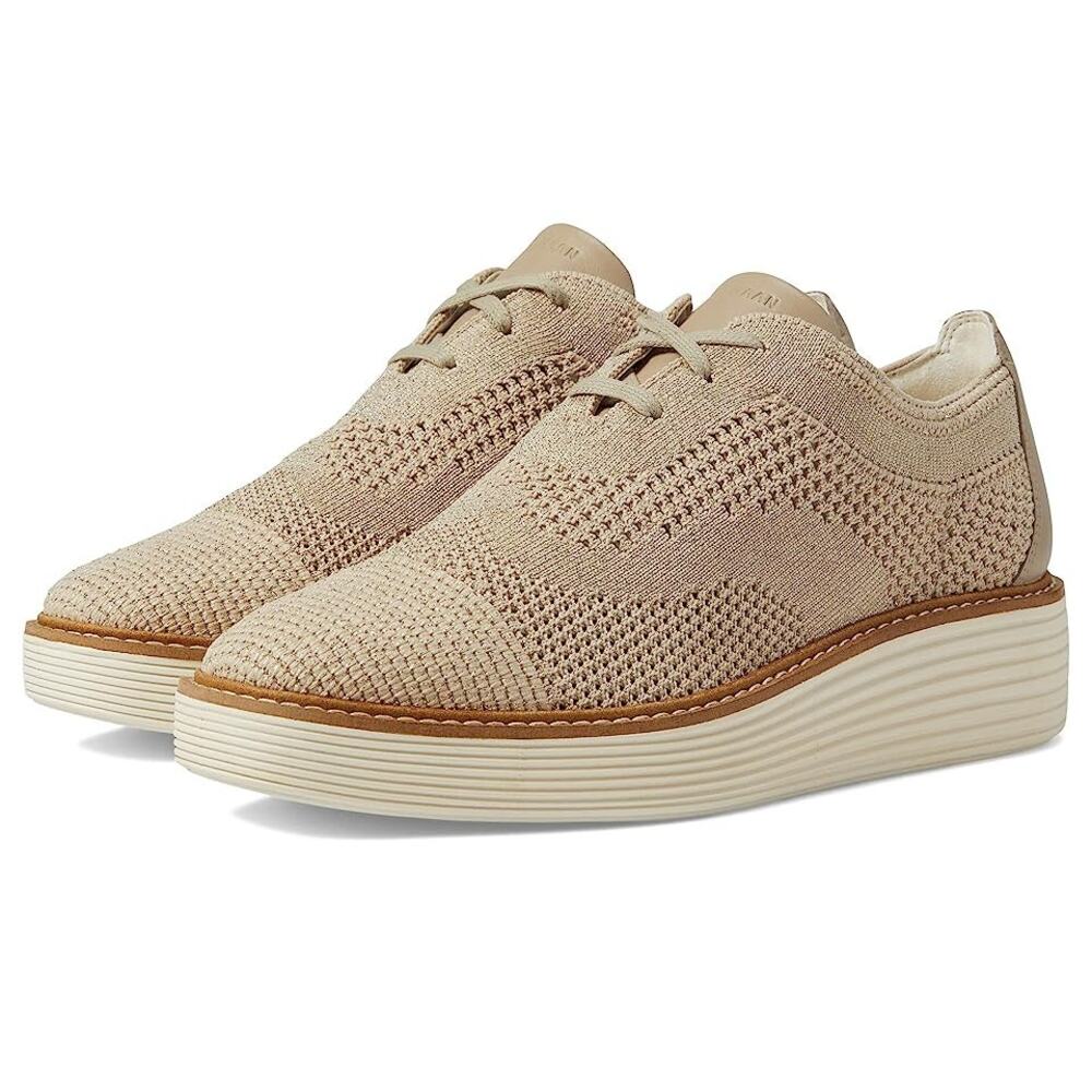 NWT Cole Haan Women's Originalgrand Platform Stitchlite Oxfords, Rye Knit-Size10